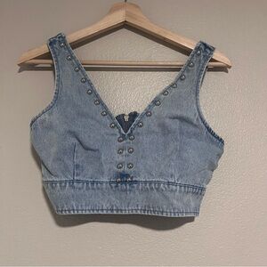 House of Harlow 1960 Studded Denim Top size 6
